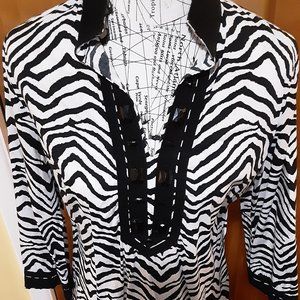 Dana Buchman Zebra shirt size meduim